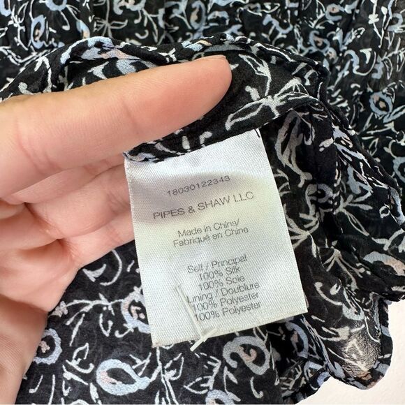 Veronica Beard Dakota Flounce Printed Black and Blue Mini Dress Size 10 - Picture 7 of 13